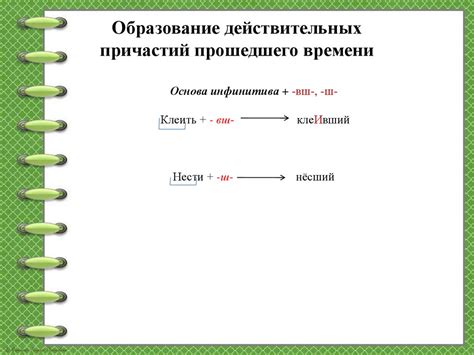 Образование причастия прошедшего времени