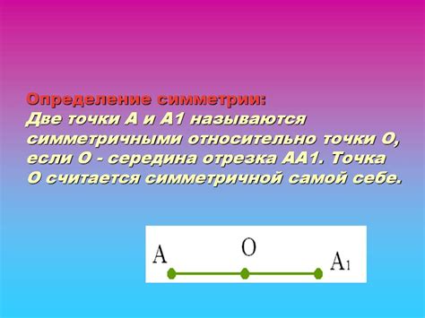 Определение точки симметрии и линии симметрии