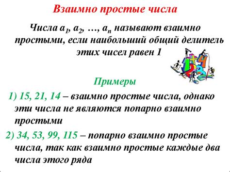 Примеры взаимно простых чисел в дробях