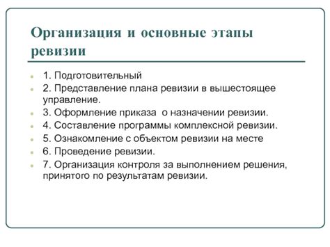 Составление плана ревизии