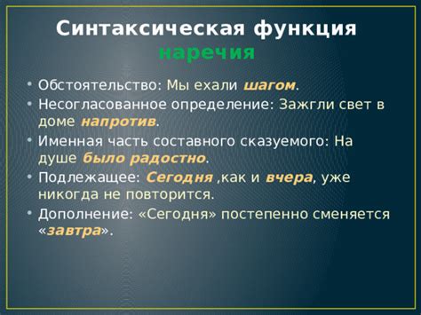  Синтаксическая функция и значение 